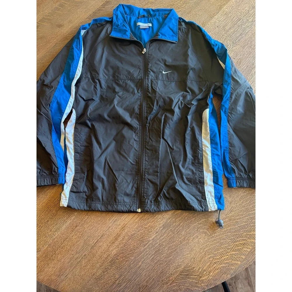 Nike Windbreaker Jacket Men's Medium Blue Gray White Lightweight